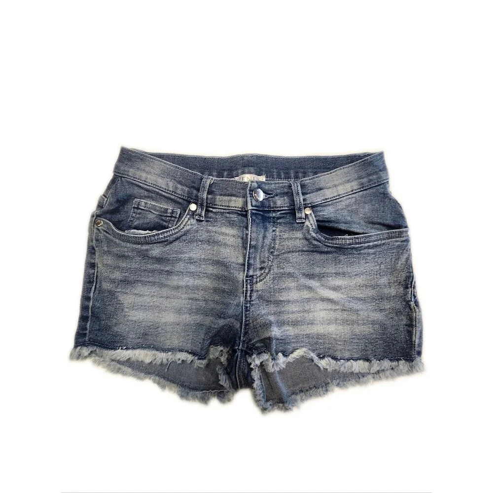 VENUS (Jeans & Polo) Low Rise Light Blue Wash Cut Off Denim Shorts, 2